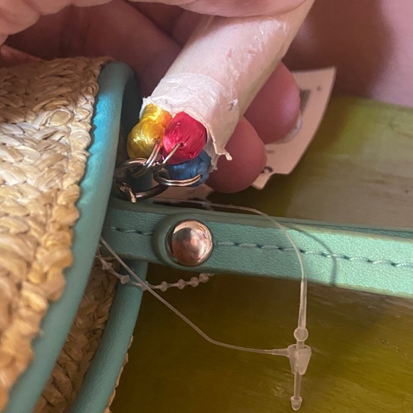 Beach Please NWT Straw Clutch with Embroidery Multicolor Tassel Detail 10x6 - Picture 4 of 5